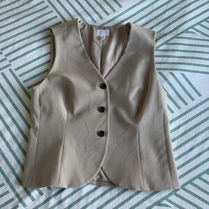 H&M Tan Vest with Black Buttons